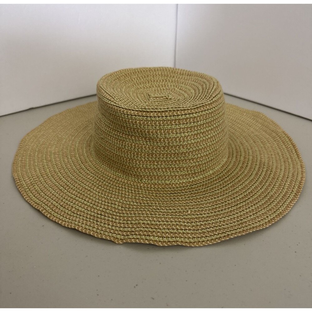 Women's Ladies Paper Straw Sun Hat Beach Pool Natural Color Adjustable Metallic - Picture 4 of 10